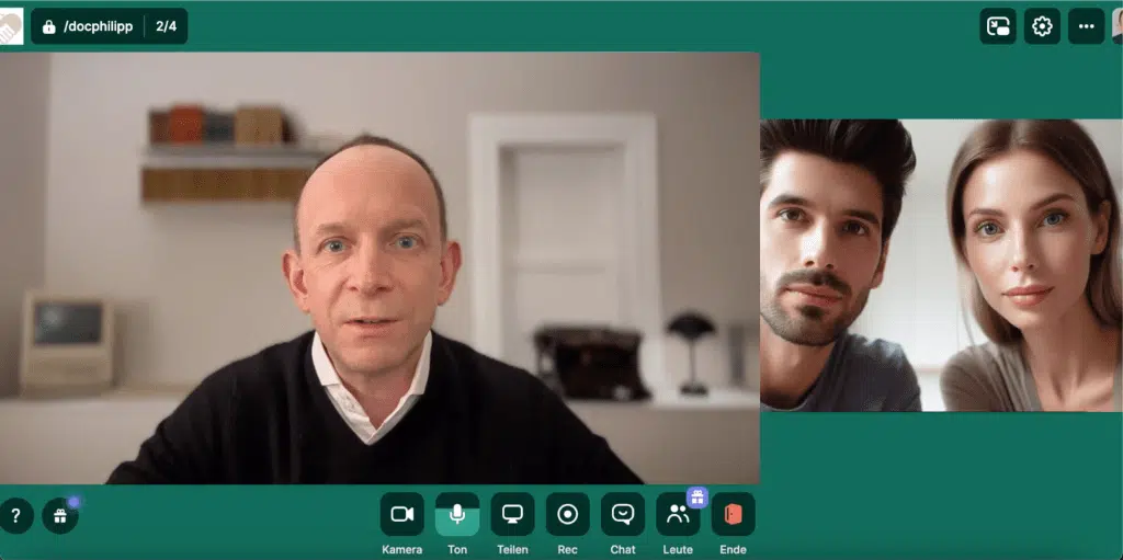 Ein Beispiel, wie eine Paartherapie online auf Eurem Endgerät für Euch aussieht